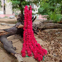 Pink Marigold Garland - Plastic Material, 5 Feet Length, Pink Color | Includes Elegant Hanging Lanterns, Plain Pattern For Versatile Decor