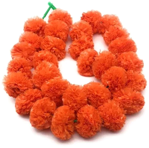 Water Proof Light Orange Genda Phool Garland