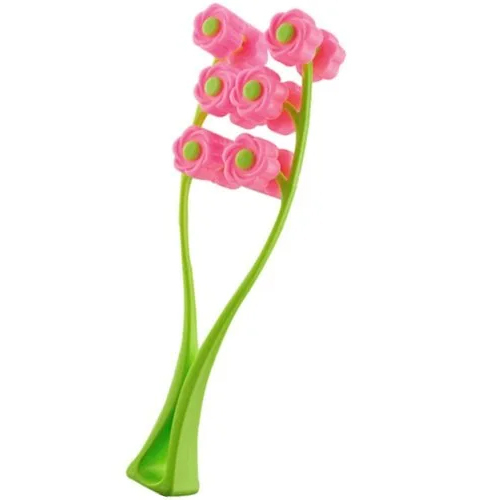 Flower Face Massager - Durable Plastic, Pink Color | Enhances Blood Circulation, Reduces Puffiness, Multi-use Personal Care Tool For All Ages