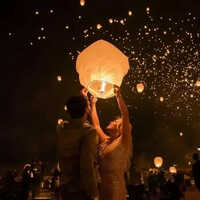 White Sky Lanterns - Premium Quality Paper, Medium Size | Elegant Multi-color Decor For Magical Outdoor Events