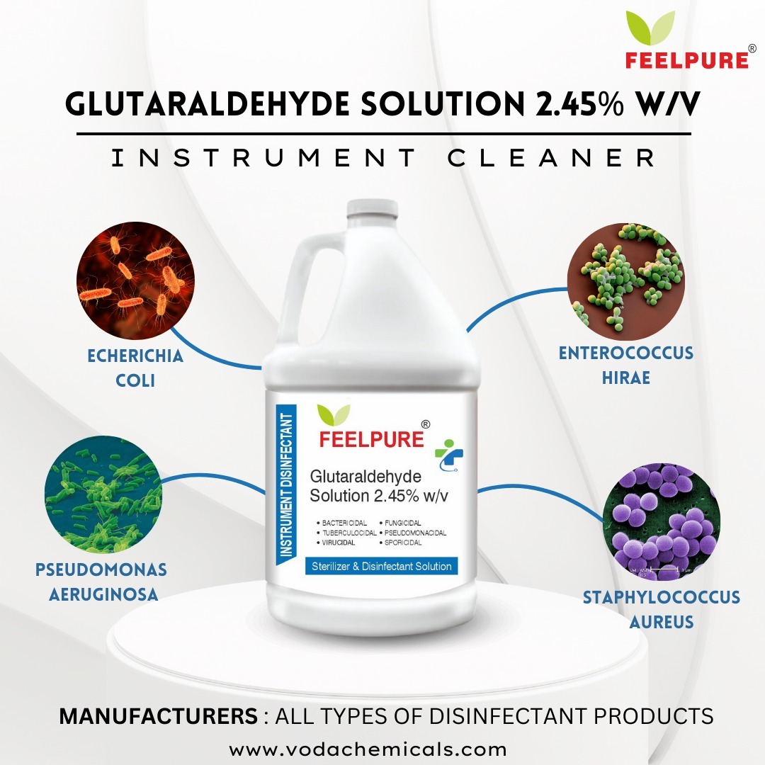 Glutaraldehyde Solution 2.45% Instrument Disinfectant 1 Liter - 99% Purity, Medicine Grade Liquid, 2 Years Shelf Life, Efficient For Metal & Glass Instruments