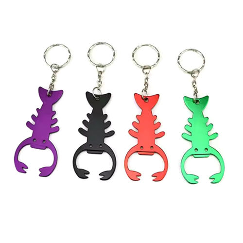 Lobster Shape Zinc Alloy Bottle Opener Keychain - Color: Multicolor