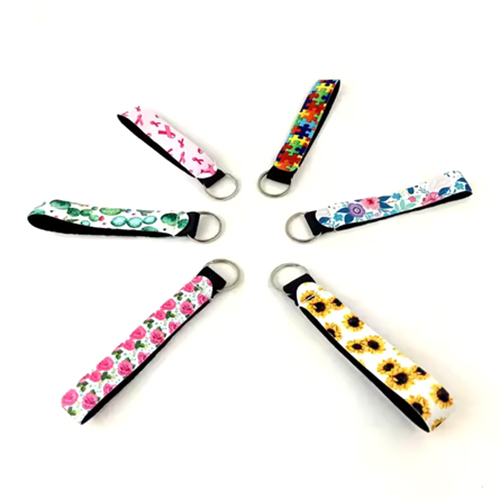 Sublimation Blank Neoprene Waterproof Wristlet Keychain - Color: Multicolor