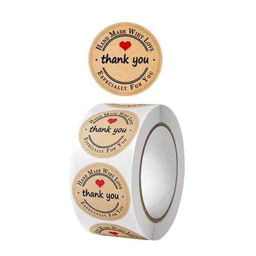 Brown Paper Thank You Sticker Roll