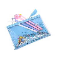 Design Plastic Glitter Pencil Case - High-quality Pvc, Customizable Size, Elegant Blue Color | Unique Offset Printing, Zipper Top Handles, Perfect Gift Option For Stationery Enthusiasts
