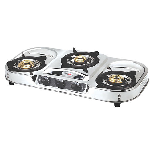 Three Burner Lpg Gas Stove - Ignition Type: Manual