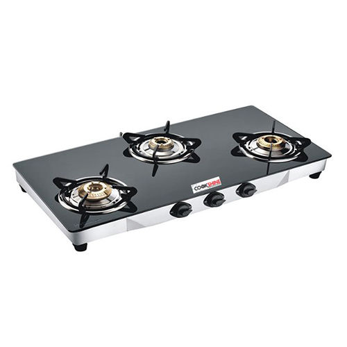 CS-3360 Crystal SS Black Glass 3 Burner Gas Stove