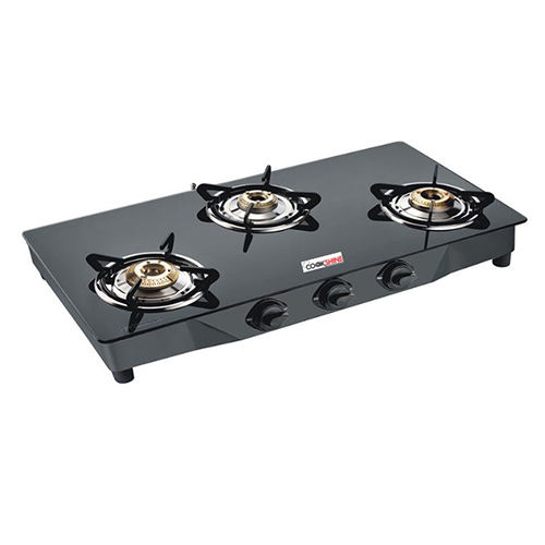 CS-3370 Crystal MS Black Glass 3 Burner Gas Stove