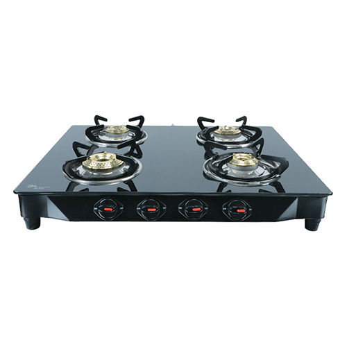 CS-4460 Crystal MS Black Glass 4 Burner Gas Stove