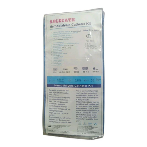 Ablecath Hemodialysis Catheter Kit - High-Quality Plastic, Includes Catheter, Dilator, Guide Wire, Sharp Bevel Introducer Needle, Soft Tip Design for Patient Comfort, Available in Multiple Colors