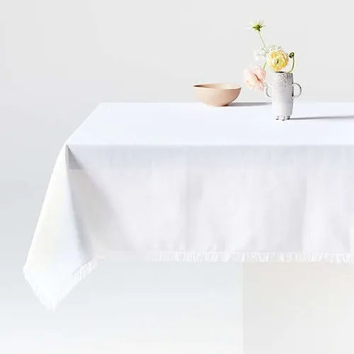 Cotton Plain Table Cloth - Color: White