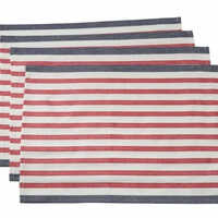 Cotton Woven Placemats - 33 X 48cm, Multicolor Striped Design, Soft Durable Cotton Material, Perfect For Everyday Use And Special Occasions