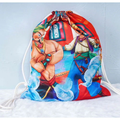 Drawstring Polyester Bags - 150 Grams, Multicolor Design with Customization Options, Printed, Handle for Easy Carrying