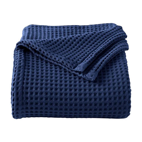 Cotton Waffle Blanket - Color: Blue