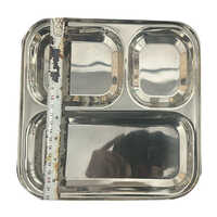 3 In 1 Steel Compartment Plates - Stainless Steel, 9 Inch Diameter , Rust-proof And Dishwasher Safe, Various Sizes And Colors Available