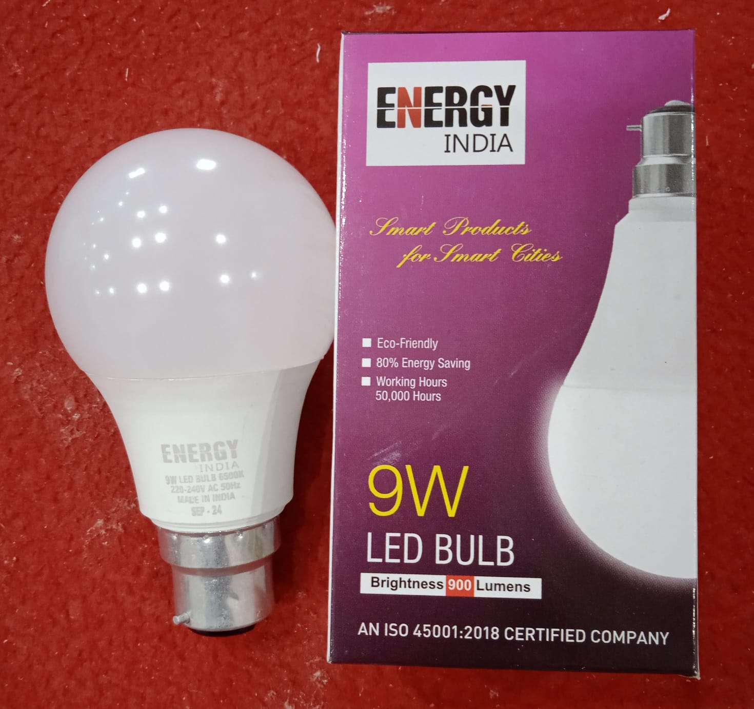 9 Watt LED Bulb - Plastic & Aluminium, Round Shape, White Color | Modern Design, 220V Input Voltage, 50/60Hz Frequency, Indoor Usage