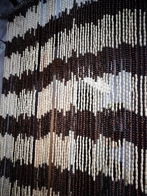 Wooden Beads Door Curtain - Color: Brown Cream