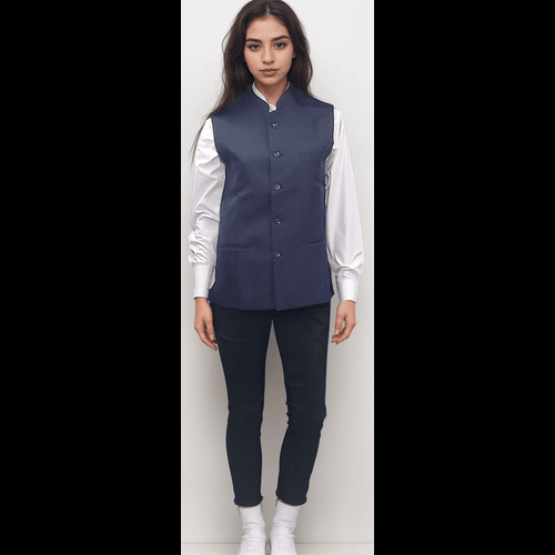 Chinese Collar Jacket Ladies Navy Blue