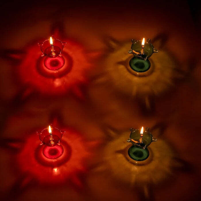 Colourful Reflection Diya Combo Plastic Candle Cup With Multi Shape