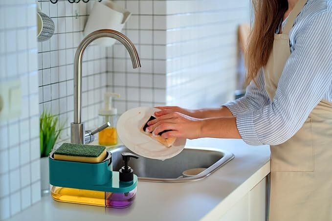 Mitsico 3 In 1 Soap Dispenser - Abs + Pc Material, 500ml Capacity | Multicolor, Easy Press Operation, Reduces Soap Waste