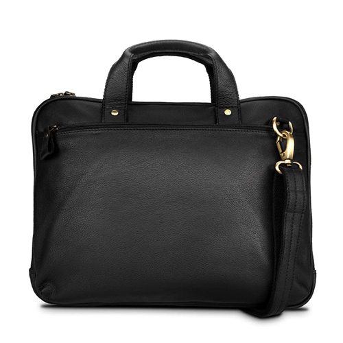 The Minimalist Black Color Laptop Bag - Material: Leather