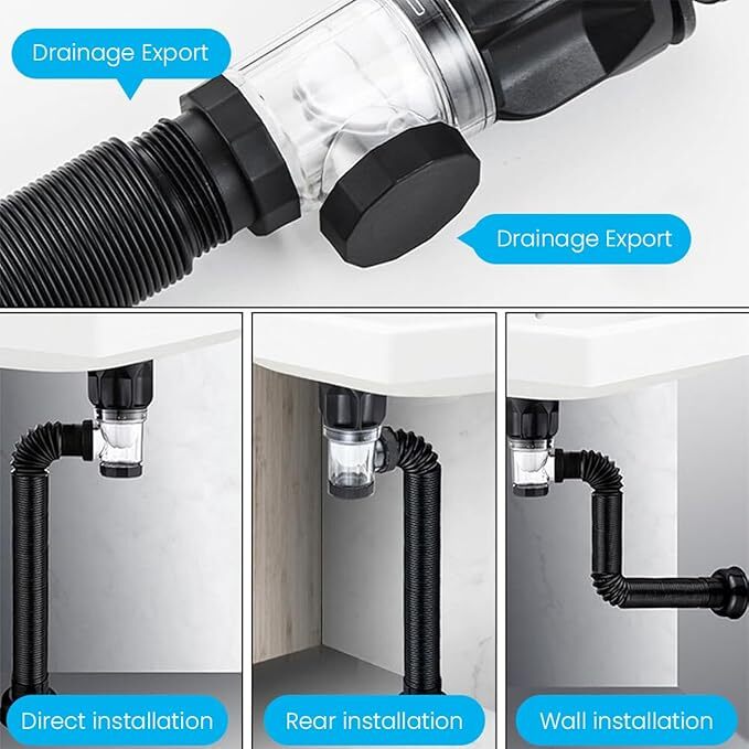 Mitsico Retractable Sink Water Drain Pipe - Abs Material, Free Size, Multicolor | Anti-clogging Stopper, Odor-resistant Design, Tool-free Installation