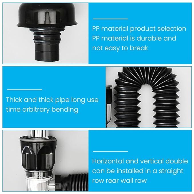 Mitsico Retractable Sink Water Drain Pipe - Abs Material, Free Size, Multicolor | Anti-clogging Stopper, Odor-resistant Design, Tool-free Installation