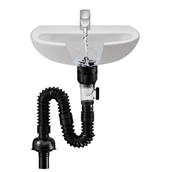 Mitsico Retractable Sink Water Drain Pipe - Abs Material, Free Size, Multicolor | Anti-clogging Stopper, Odor-resistant Design, Tool-free Installation