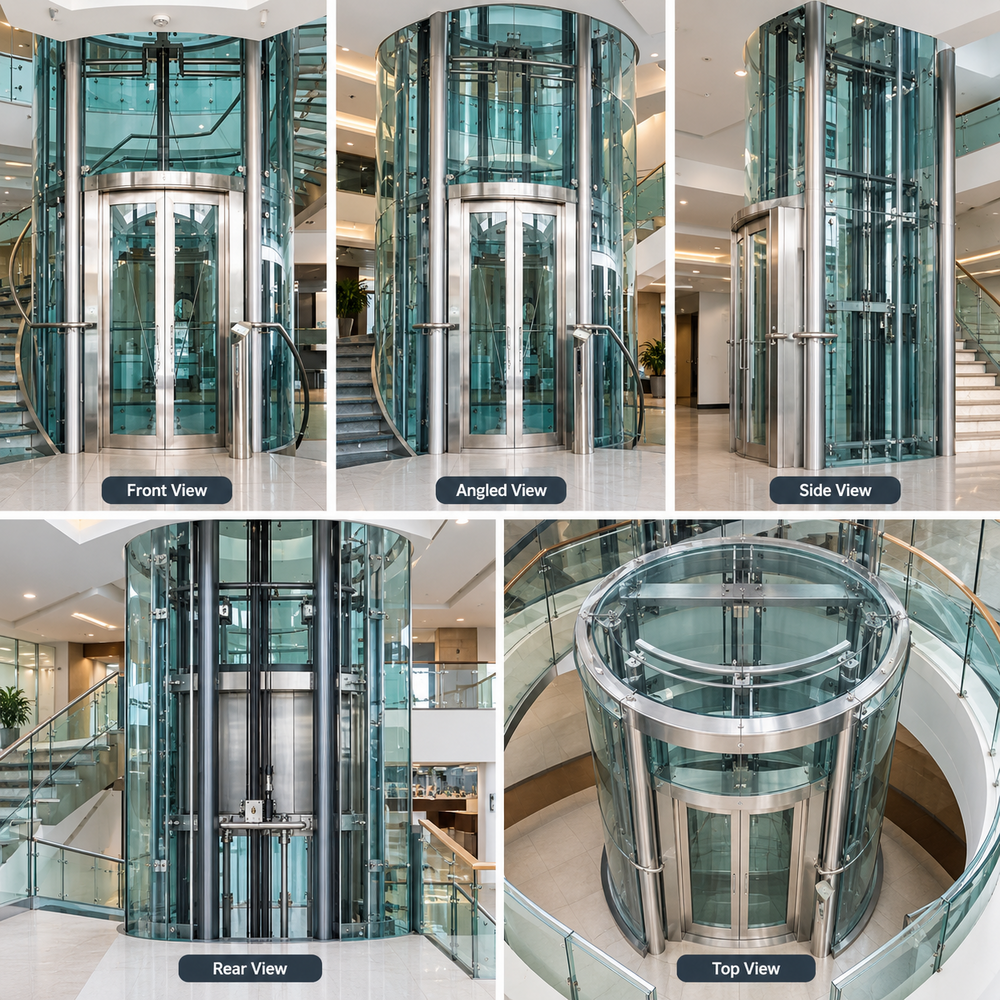 Stainless Steel House Elevator - Electric/Hydraulic Power Supply 1-2 Load Capacity with Calling Box Control Device