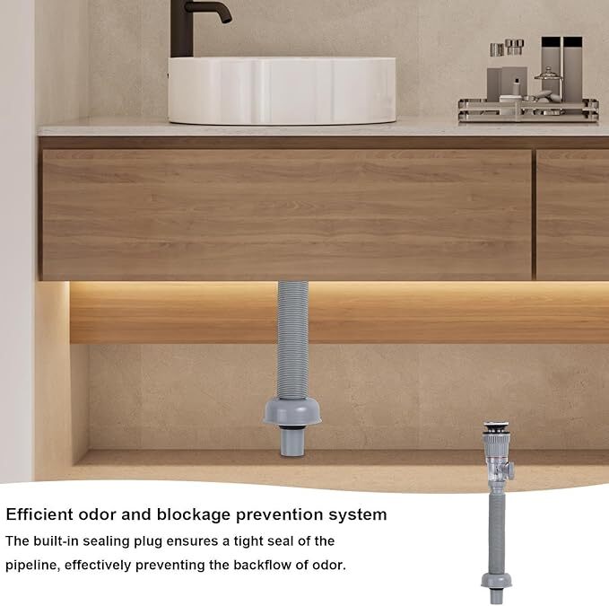 Mitsico Kitchen Sink Drain Pipe, Abs Plastic | Anti-clogging, Heat Resistant, Easy Clean, Smart Drain Technology, Compatible With Most Sinks