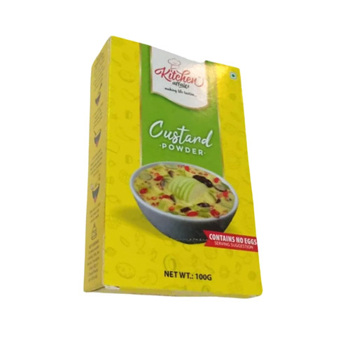 100gm Kitchen Affairs Custard Powder - Food Grade Vanilla Flavor, Fine Powder, Gluten-Free, Suitable for Vegetarians, Easy to Use