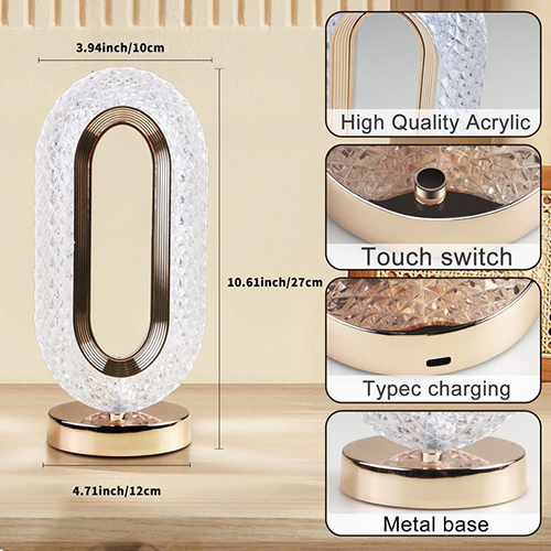 Crystal Table Lamp - High-quality Crystal, 29x14x14 Cm, Changing Yellow Color, Fluorescent Light, 80w Electric Power Supply | Modern Elegant Design
