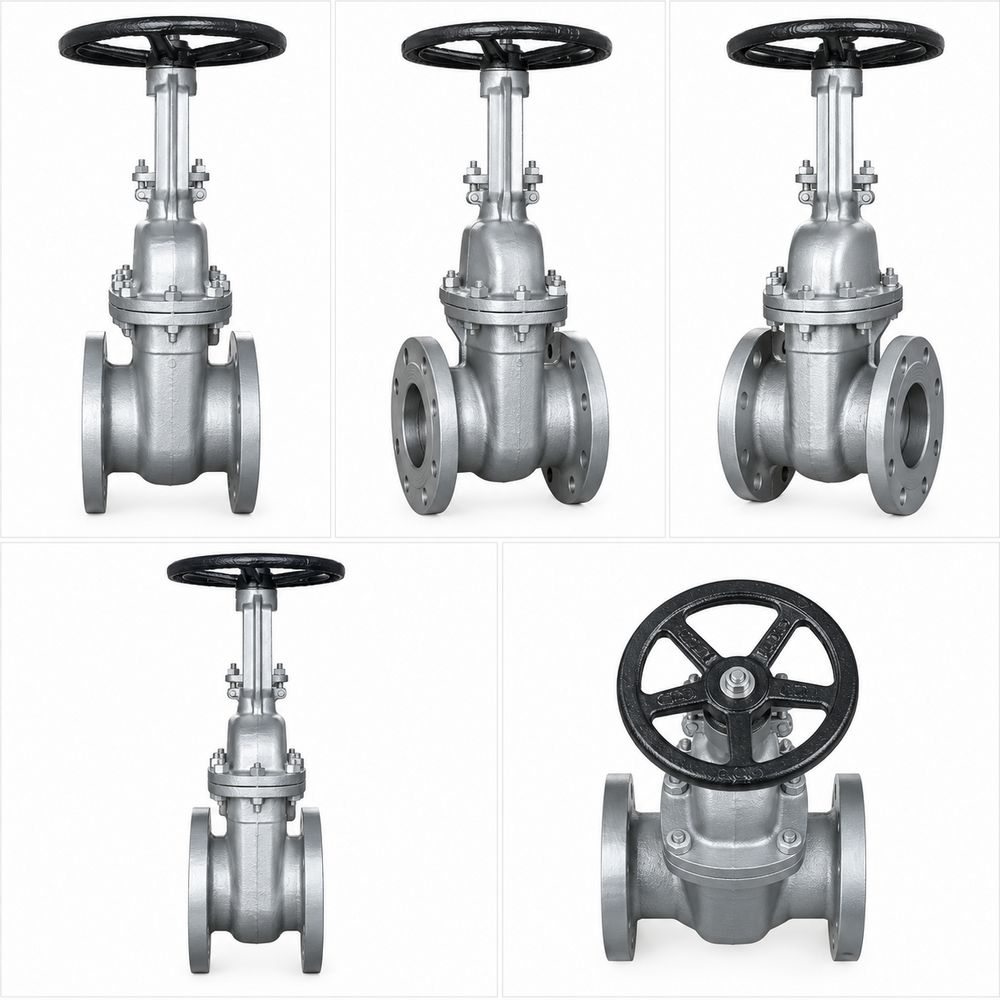 Leader Gate Valve - Cast Iron, 1/2 Inch Size, Silver Polished Finish | 10 Bar High Pressure, Wedge Design for Air Media
