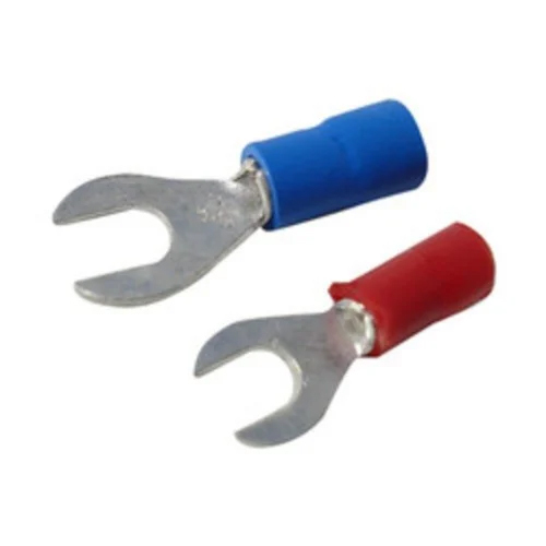 Copper Ring Fork U-Cut Terminal Lugs - Copper Material, 10 Millimeter Diameter, Blue and Maroon Colors, Chrome Plated for Corrosion Resistance, Suitable for Industrial Applications