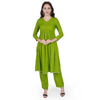 Green Naira Cut Kurti With Pant