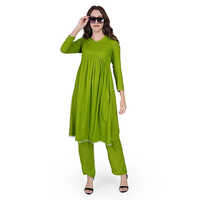 Green Naira Cut Kurti With Pant