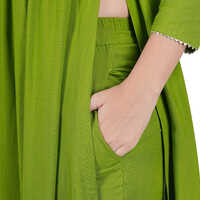 Green Naira Cut Kurti With Pant