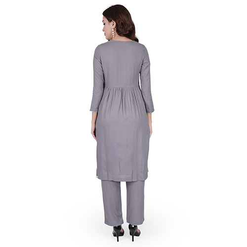 Grey Naira Cut Kurti With Pant