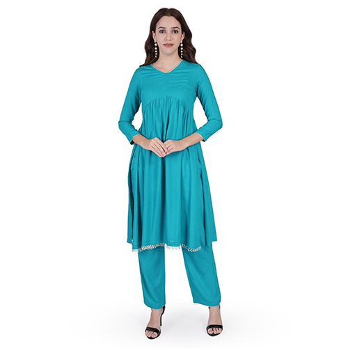 Sky Blue Naira Cut Kurti Set