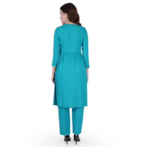 Sky Blue Naira Cut Kurti Set