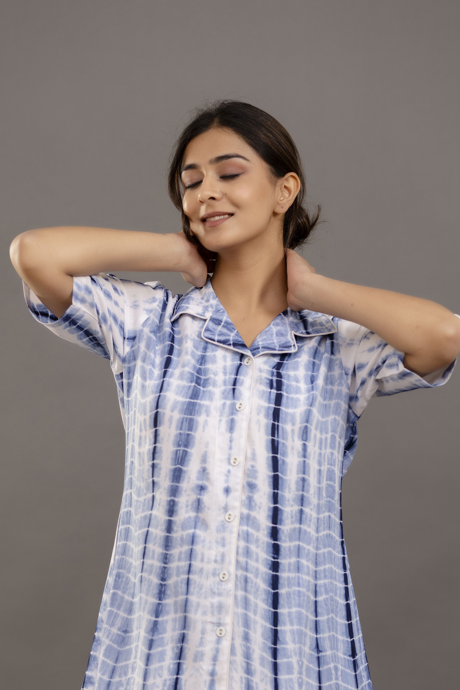Ocean Breeze Tie-dye Nightwear Set - Color: Blue