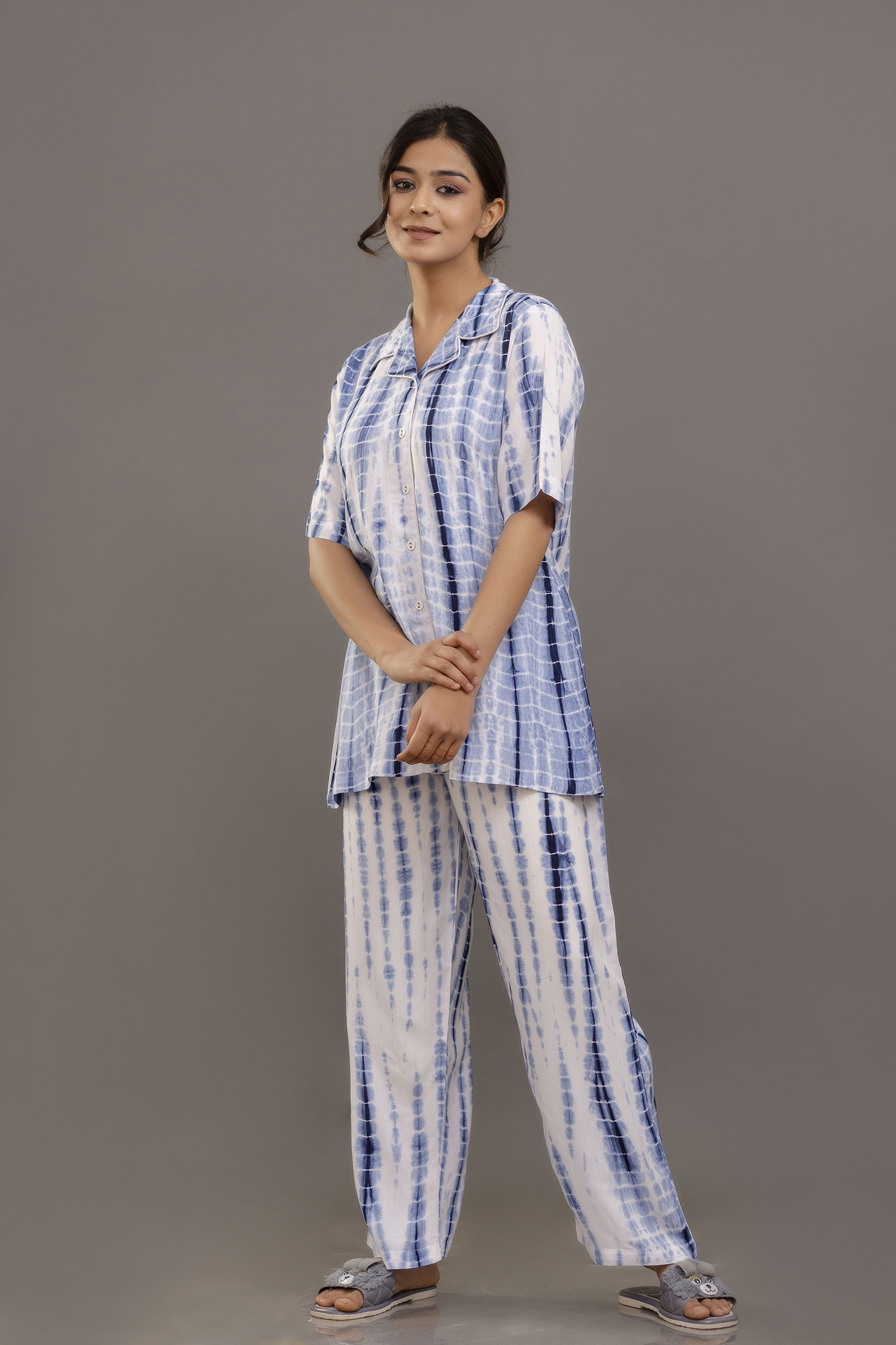 Ocean Breeze Tie-dye Nightwear Set - Color: Blue