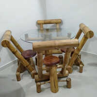 Bamboo Dining Table Set - 24x28 Inches, Brown Polished Finish | Eco-friendly Indoor Furniture For Intimate Gatherings