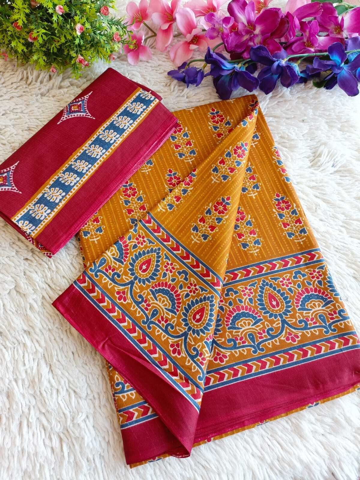 Mul Cotton Saree - Color: As Per Image