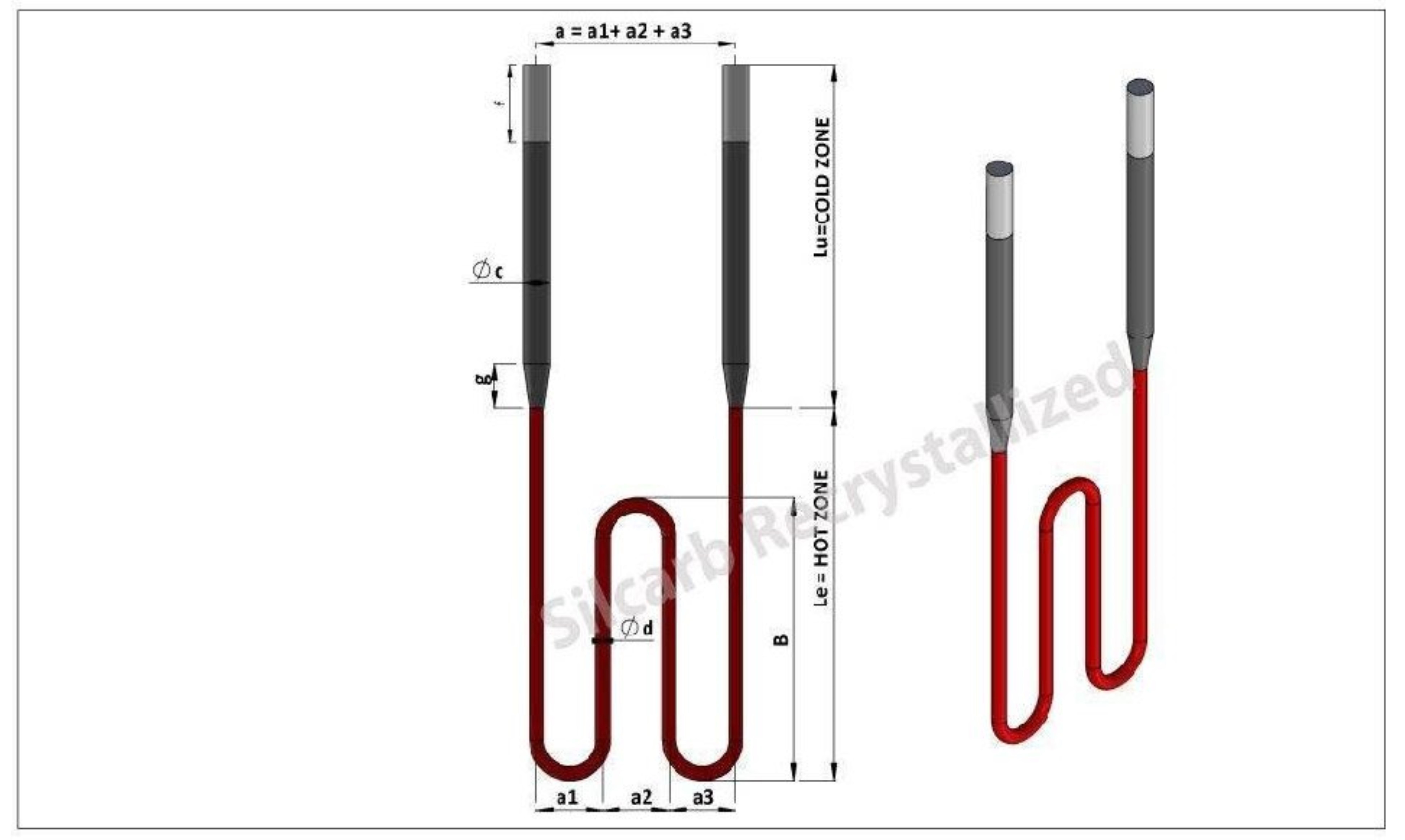 U Shape Oven Electric Heating Element High Purity Molybdenum Disilicide Mosi2 Heater