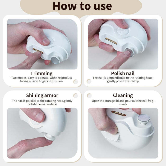 2-in-1 Electric Nail Clippers Nail File With Light