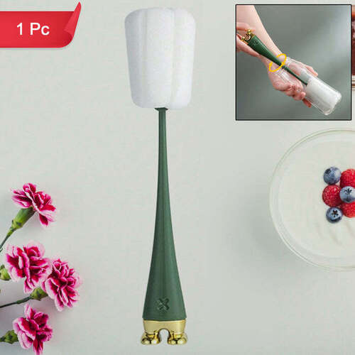 Silicone Bottle Cleaning Foam Brush with Plastic Long Handle