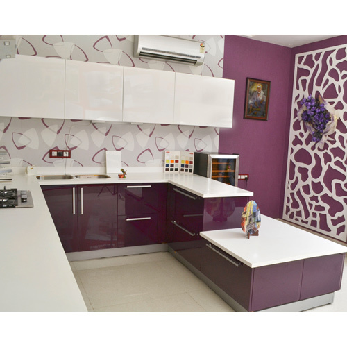 Designer Modular Kitchen - High-quality Stainless Steel Customizable Color With Granite Counter Top | Durable Easy To Clean Indian Style Eco-friendly