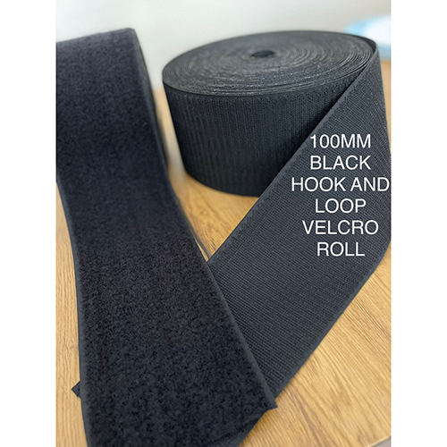 100mm Black Velcro Hook And Loop Tape - Polyester Material, 100mm Thickness, Single-sided Pressure-sensitive Adhesive, Versatile Use