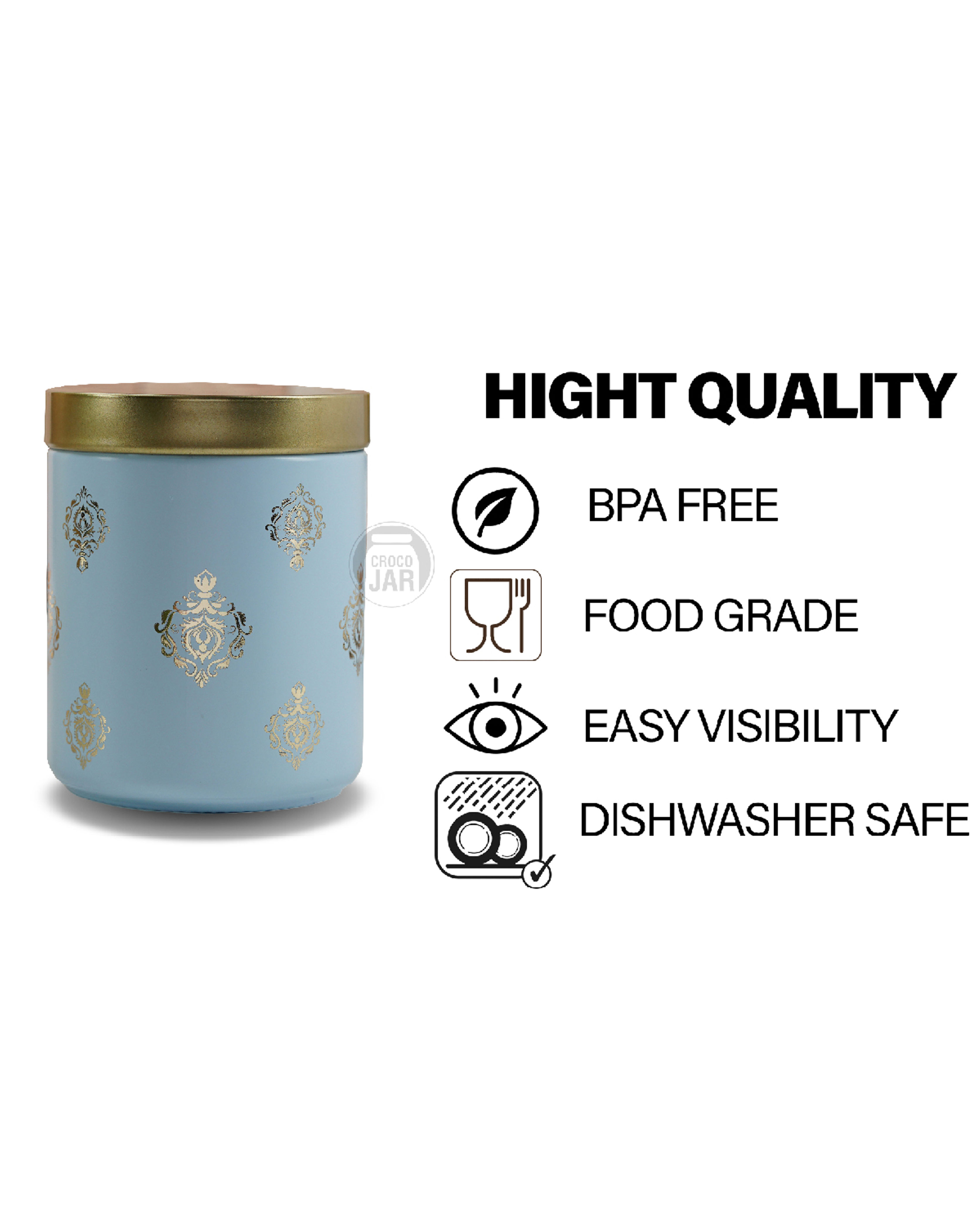 Croco Jar - 12 Piece Dry Fruits And Food Storage Set | Round Shape, Glass And Plastic Materials, Screw Type Caps For Juice And Water